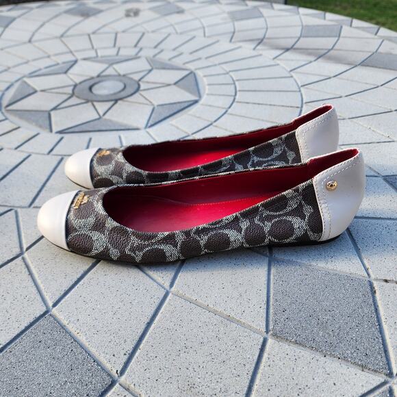 Coach Chelsea Colorblock Signature Logo Leather Ballet Flats 9.5 - Picture 10 of 11